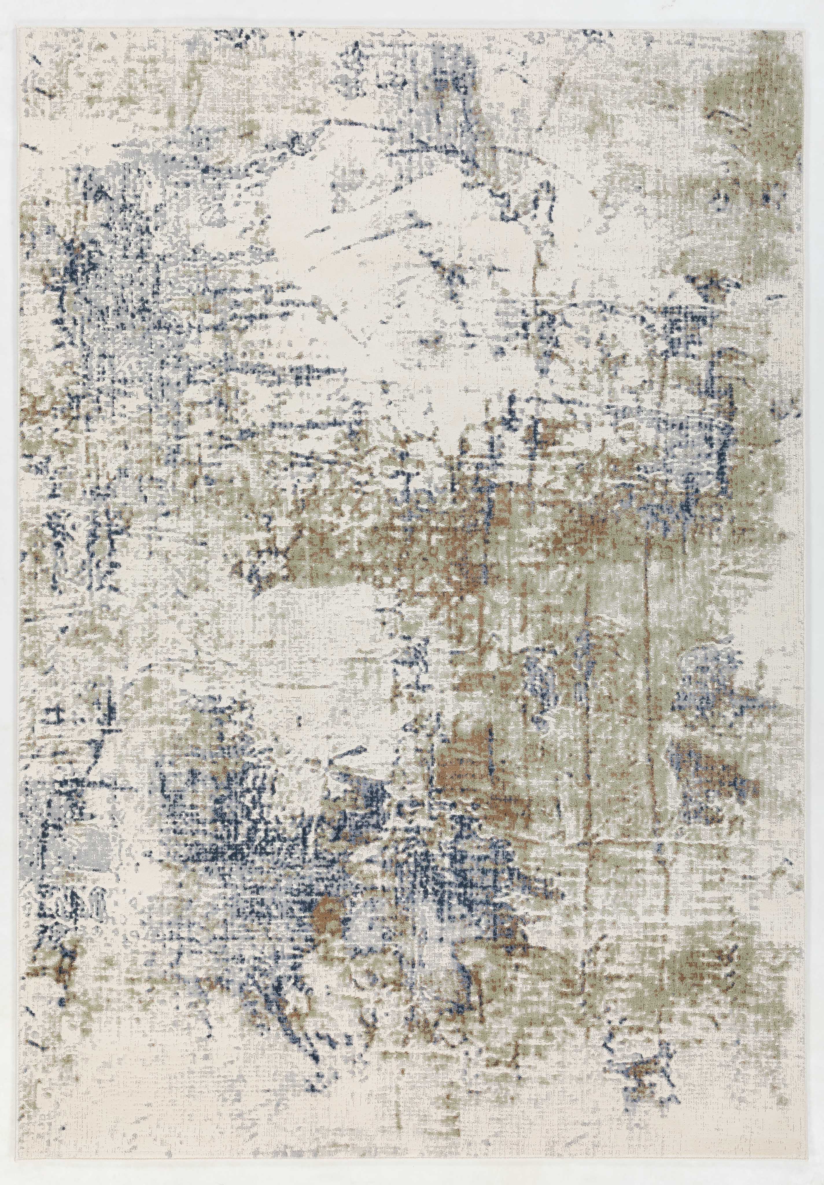 Abstract Ivory & Blue Modern Area Rug | Premium Contemporary Designer Carpet