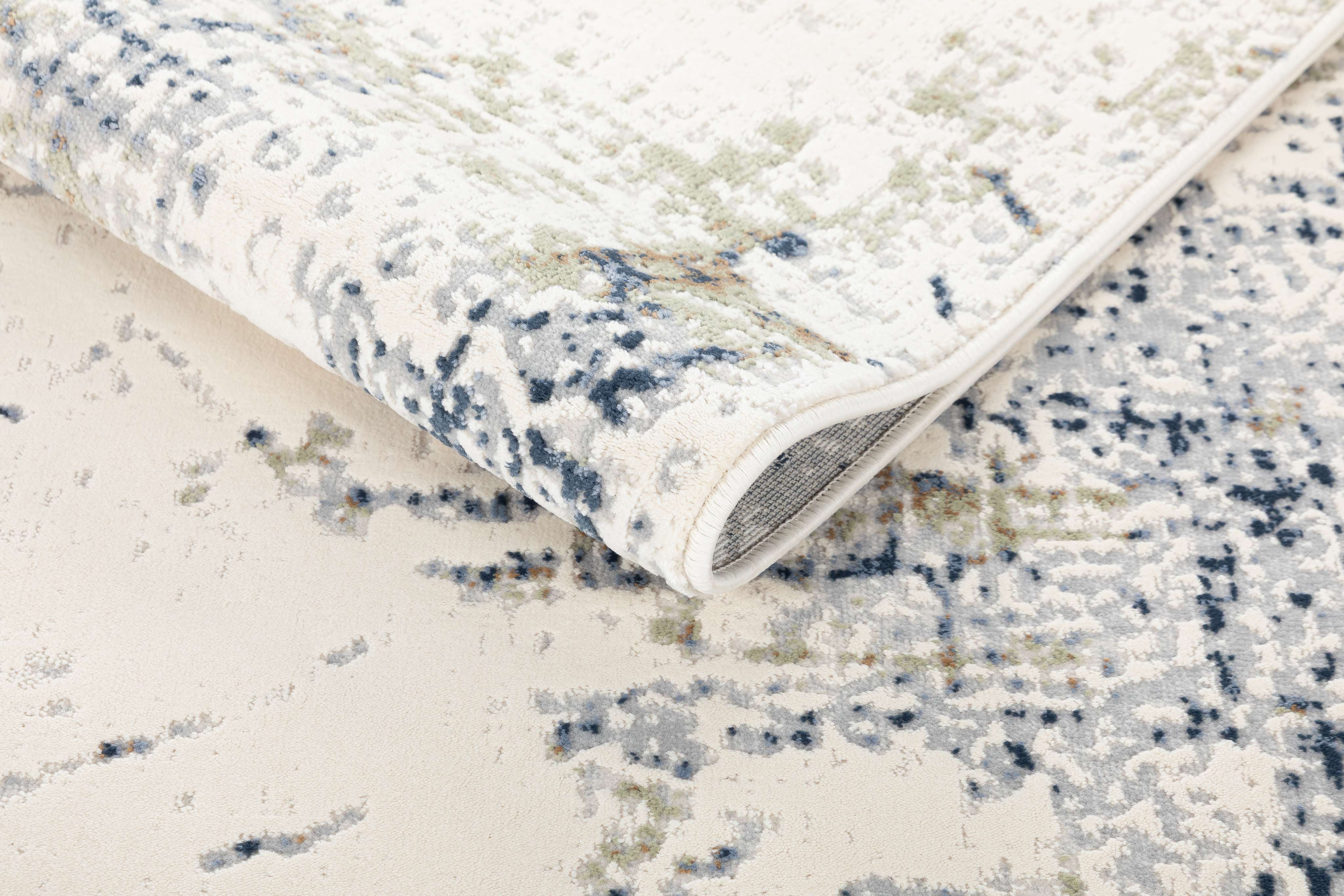 Abstract Ivory & Blue Modern Area Rug | Premium Contemporary Designer Carpet