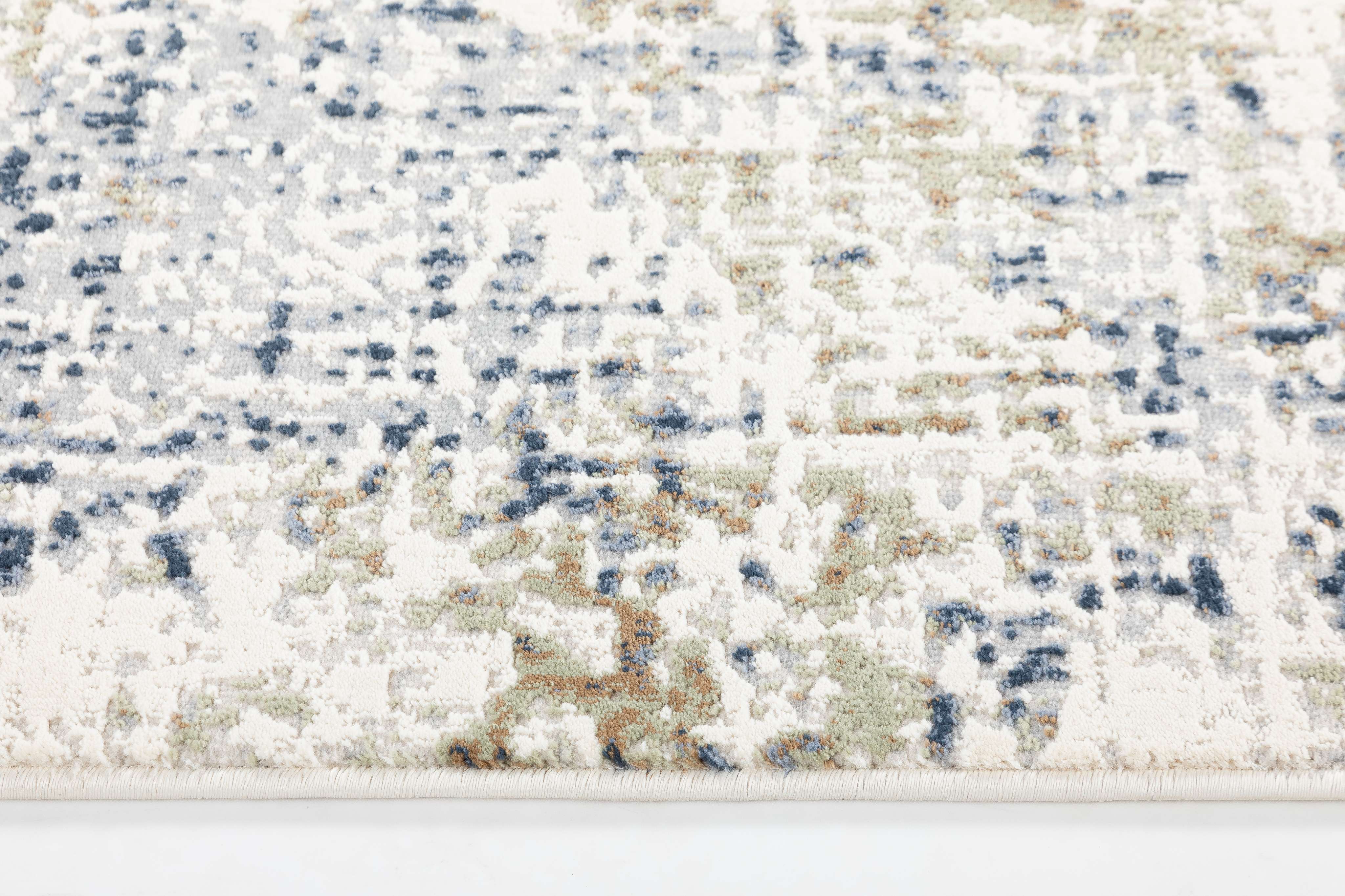 Abstract Ivory & Blue Modern Area Rug | Premium Contemporary Designer Carpet