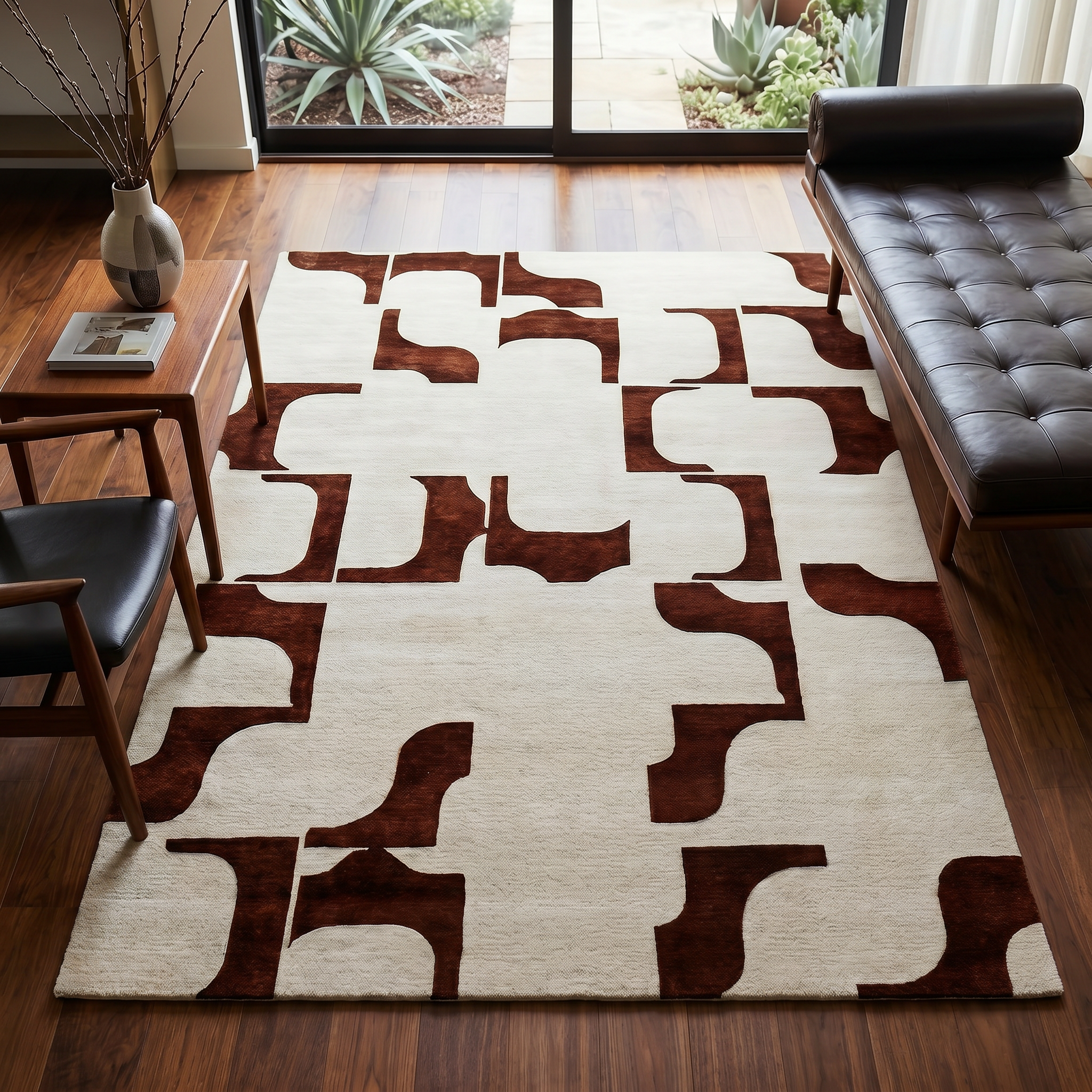 Terracotta Mosaic Abstract Rug